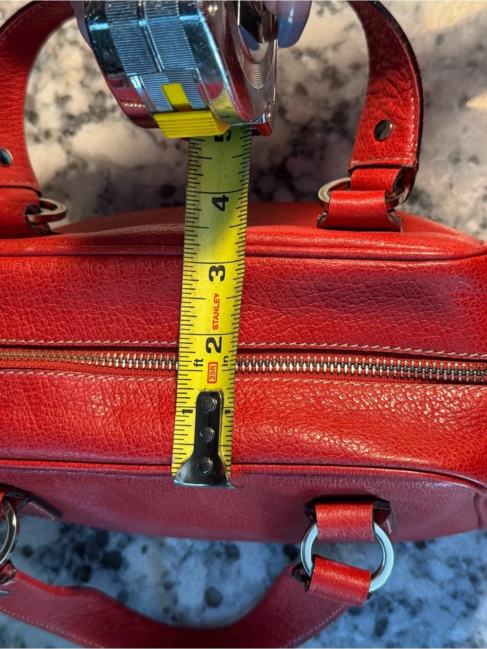 kate spade Red Leather Bowler Mini Bag with Silver Hardware
